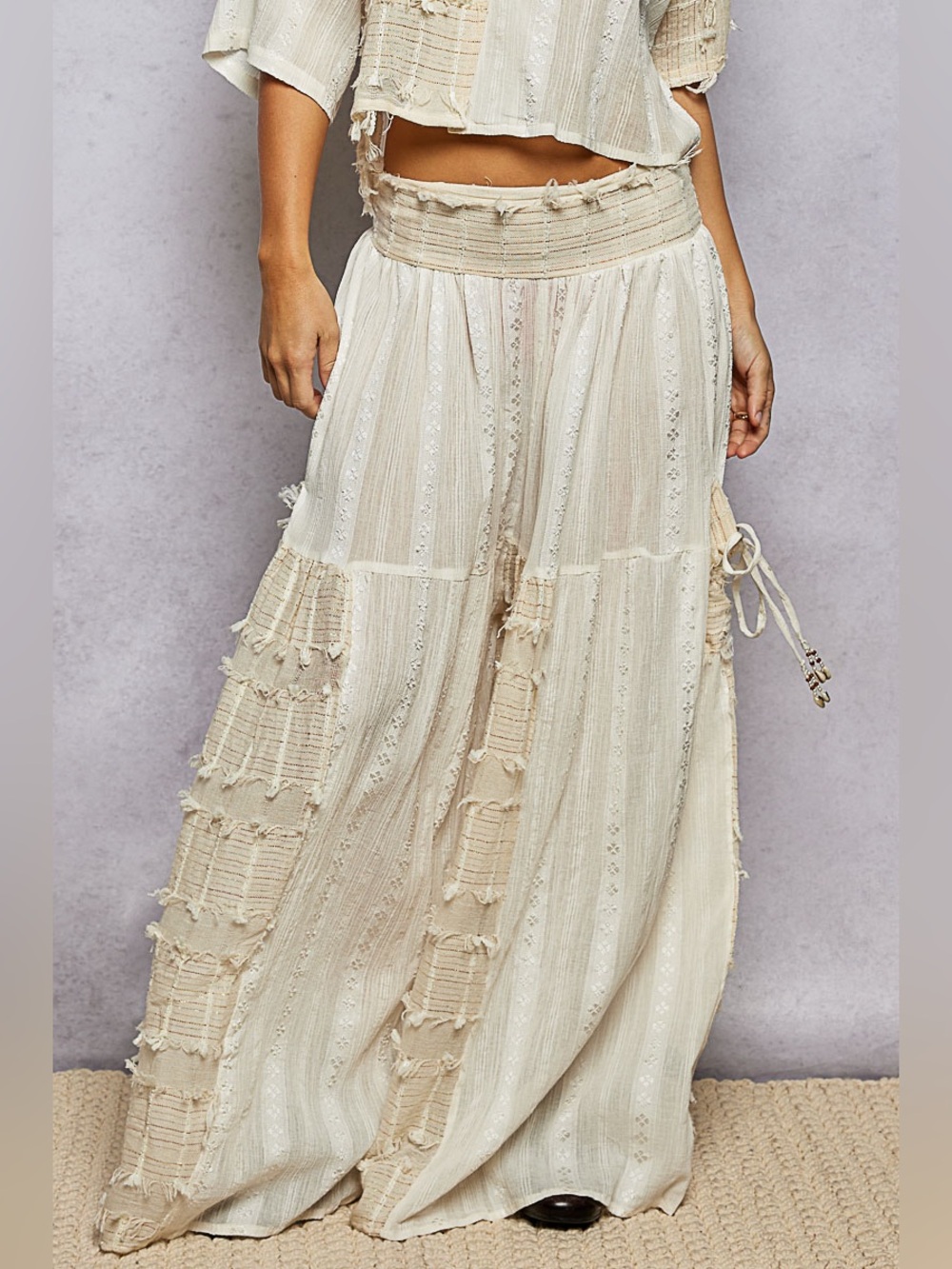 POL Cream Boho Wide-Leg Tiered Pants - Picture 7 of 7